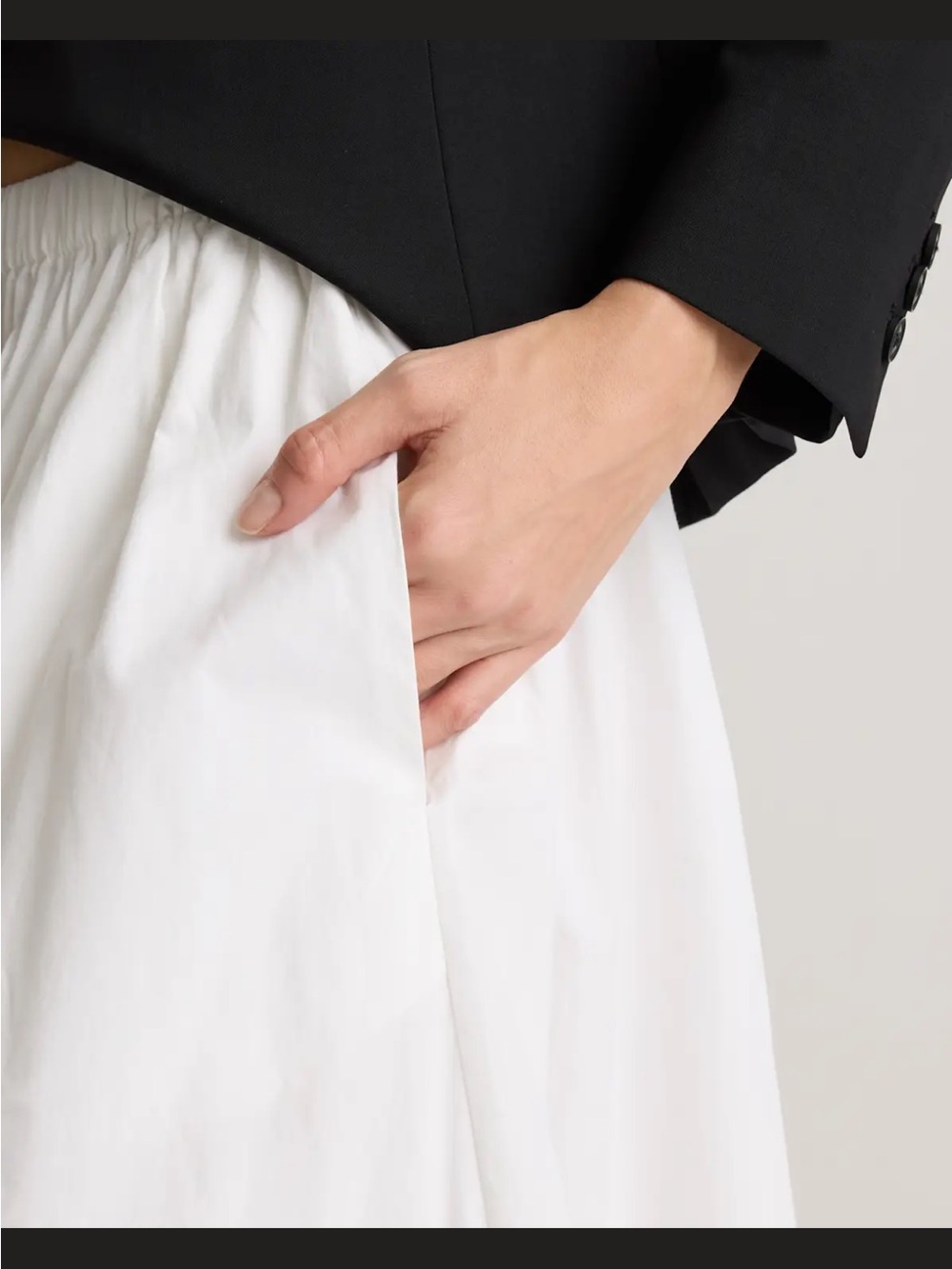 Quince 100% Organic Cotton White Poplin Maxi Skirt with Elastic Waist - Picture 2 of 6